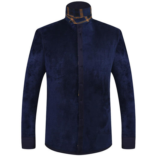 YL-9696秋冬新款格子保暖衬衫长袖加绒加厚带绒休闲中年衬衣 商品图4