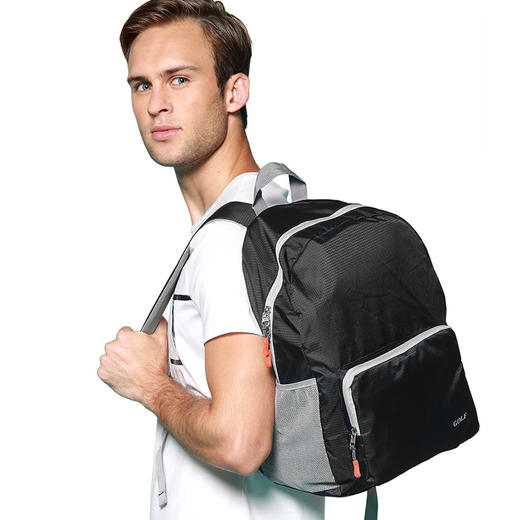 高尔夫GOLF双肩包可折叠电脑背包书包14英寸大容量防水轻便收纳携带户外旅行包D5BV82732S黑色 商品图6