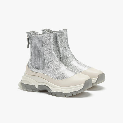 厚底切尔西运动短靴银色 商品图1