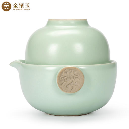 金镶玉 茶具茶壶茶杯 功夫旅行茶具套装泡茶壶 快客杯飘逸杯盖碗汝窑 祥龙快客杯 商品图0