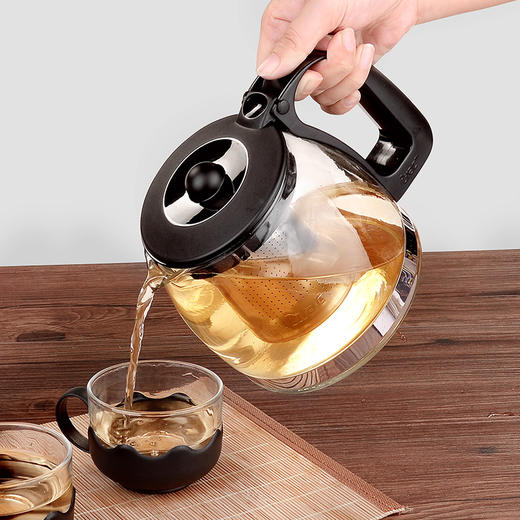 紫丁香 耐热玻璃茶壶功夫茶具304不锈钢过滤内胆泡花草茶壶1250ml 商品图3