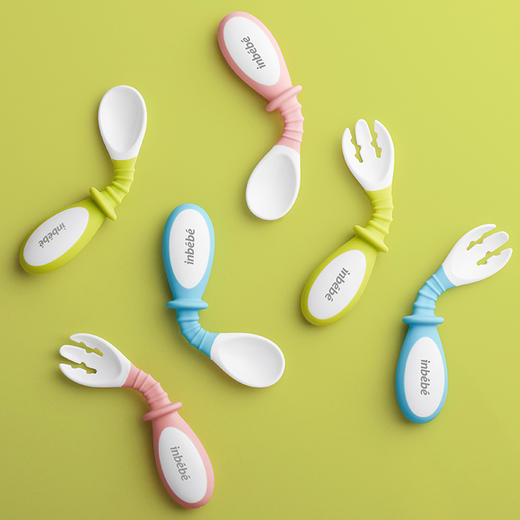 婴儿学吃饭弯头硅胶软勺（一套为勺子+叉子） 商品图2