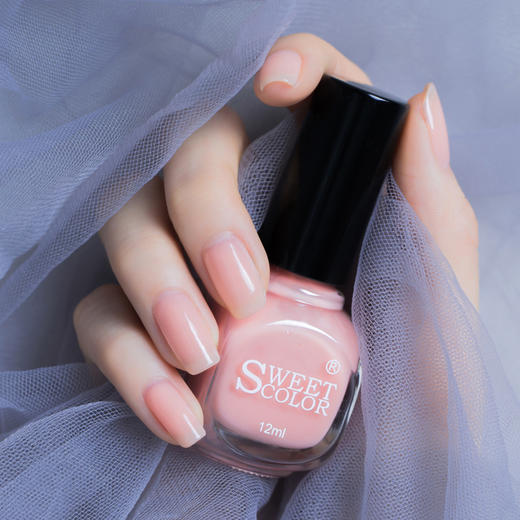Sweet Color无味环保指甲油果冻裸粉12ml 淡粉色 浅粉色免烤美甲指甲油(不可剥 免烤快干持久） 商品图1
