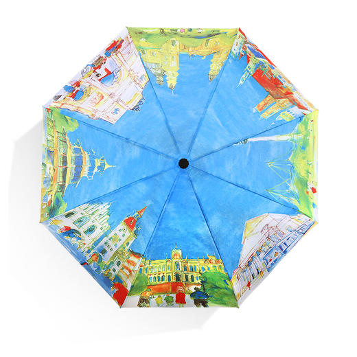 C'mon 八国油画伞 自开自收全自动伞三折叠商务双人晴雨伞男女个性雨伞 彩色 A110 商品图3