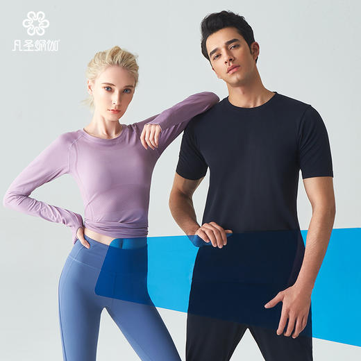 凡圣瑜伽春夏款宽松运动瑜伽短袖T恤男士专业瑜伽服FW09356 商品图5