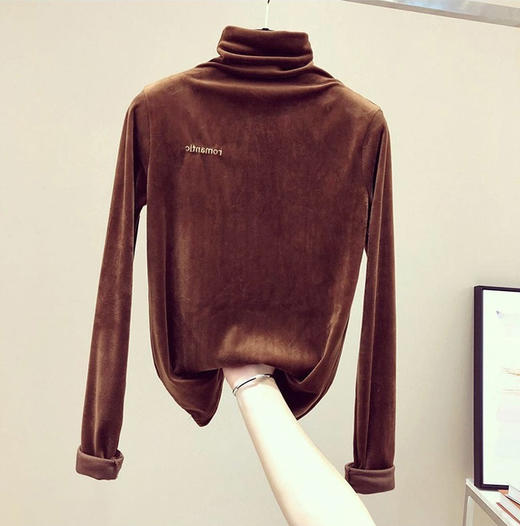 MLK-秋冬韩版时尚高领金丝绒t恤 商品图2