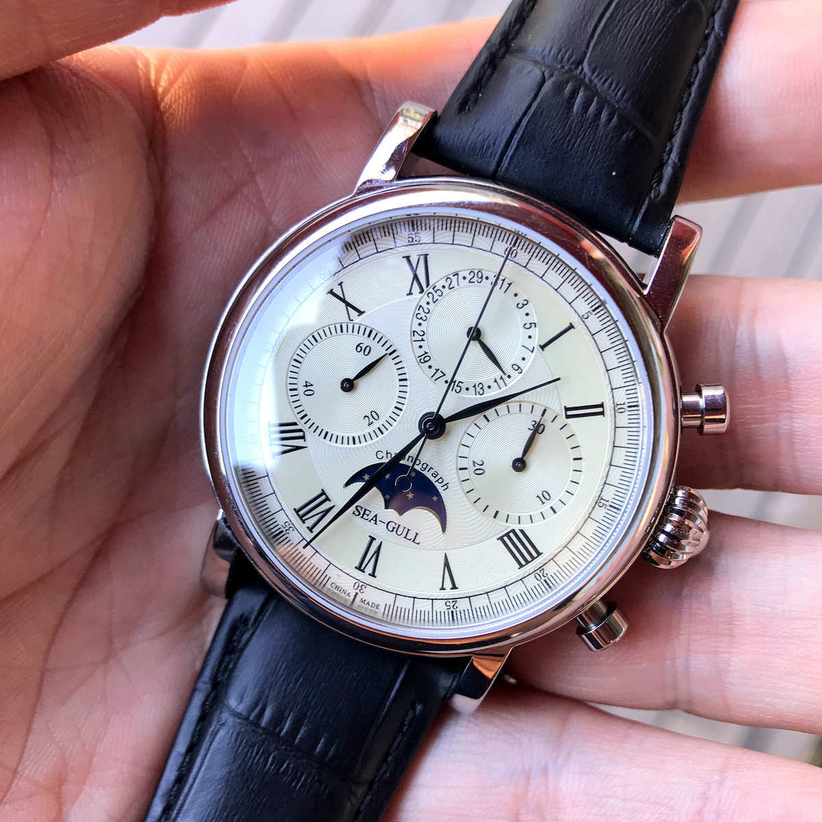 海鸥复古手动计时码表巨匠系列ST1908机芯