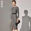 J8382757A颈袖添香季新款女装修身包臀羊毛裙职场连衣裙女中长款J8382757A 商品缩略图0