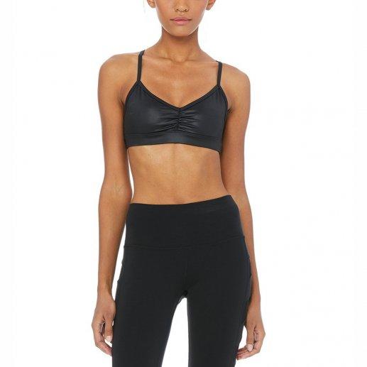 Alo Yoga女式亮黑色亮面高弹美背瑜伽文胸 W9066R-Black Glossy 商品图0