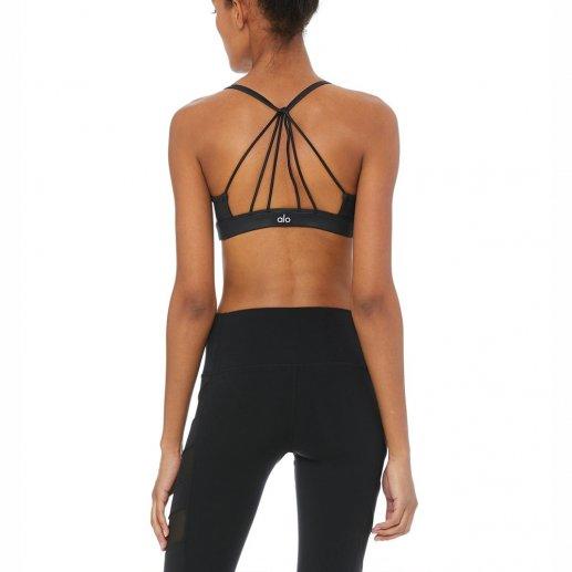 Alo Yoga女式亮黑色亮面高弹美背瑜伽文胸 W9066R-Black Glossy 商品图1