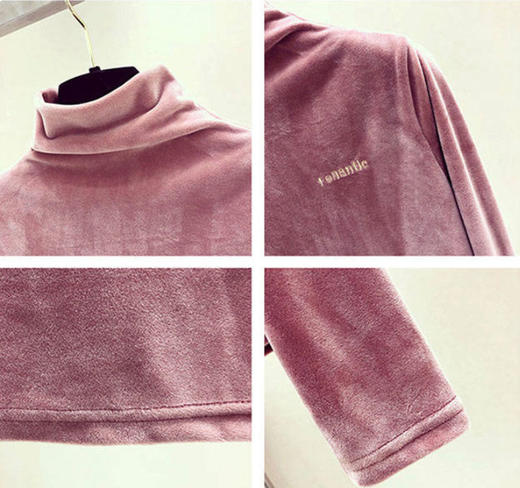 MLK-秋冬韩版时尚高领金丝绒t恤 商品图4