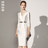 J8382948A颈袖添香夏气质修身收腰显瘦白色职业裙正装西装连衣裙女裙子J8382948A 商品缩略图0