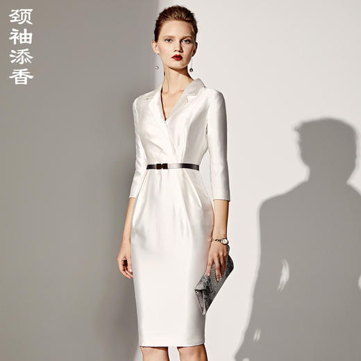 J8382948A颈袖添香夏气质修身收腰显瘦白色职业裙正装西装连衣裙女裙子J8382948A 商品图0
