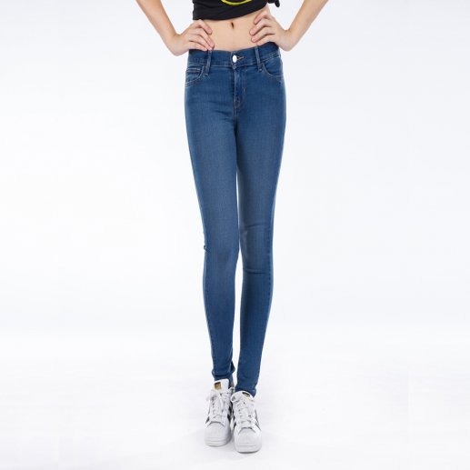 Levi's李维斯女式710系列蓝色棉+聚酯纤维+氨纶薄款 超紧身 铅笔中腰牛仔裤 177780022JPY带授权招加盟代理