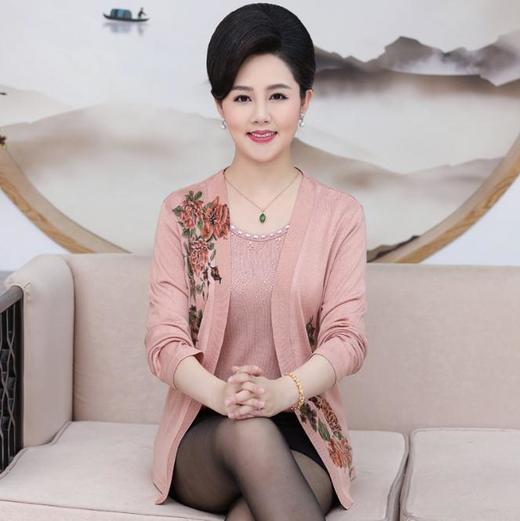 【服饰鞋包】中老年女装秋装两件套针织开衫中年妈妈装印花外套大码上衣 商品图3