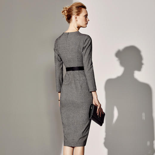 J8382757A颈袖添香季新款女装修身包臀羊毛裙职场连衣裙女中长款J8382757A 商品图1
