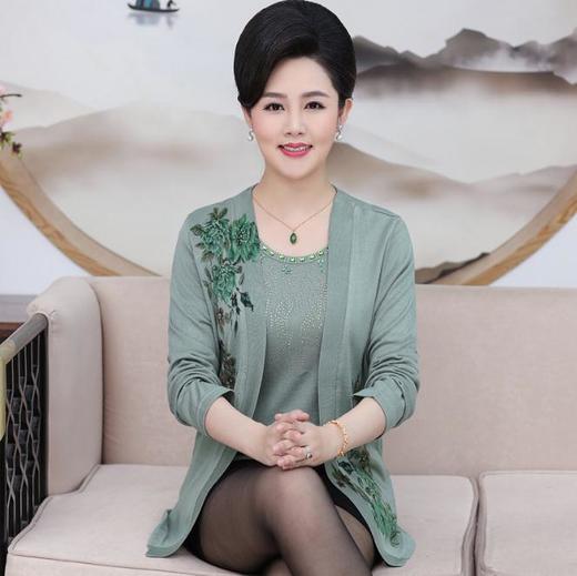 【服饰鞋包】中老年女装秋装两件套针织开衫中年妈妈装印花外套大码上衣 商品图1