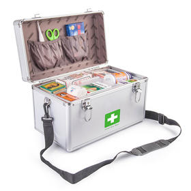 Vilscijon维简医药箱家用急救箱出诊箱医疗收纳箱带锁铝合金家庭药箱12英寸多层箱子 3311