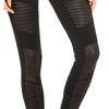 Alo Yoga女式黑色高弹+亮面拼接瑜伽裤 紧身裤 -Black-Black Glossy 商品缩略图2