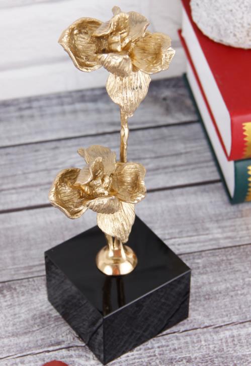装饰品北欧式现代书房纯铜玫瑰花客厅金属摆件软装饰品情人节日礼物