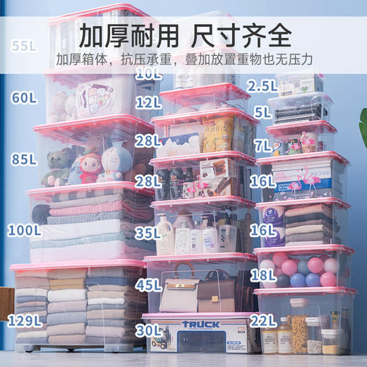 JEKO&JEKO 塑料桌面小号透明收纳箱10L 3只装玩具收纳盒零食整理箱手提储物箱 蓝色SWB-515 商品图3