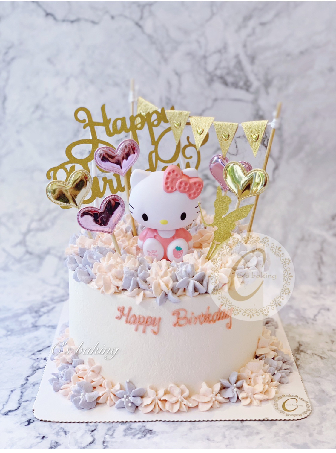 HelloKitty绣球花款 #凯蒂猫 #三丽鸥sanrio  忌廉蛋糕（默认自提，收费配送请联系客服）