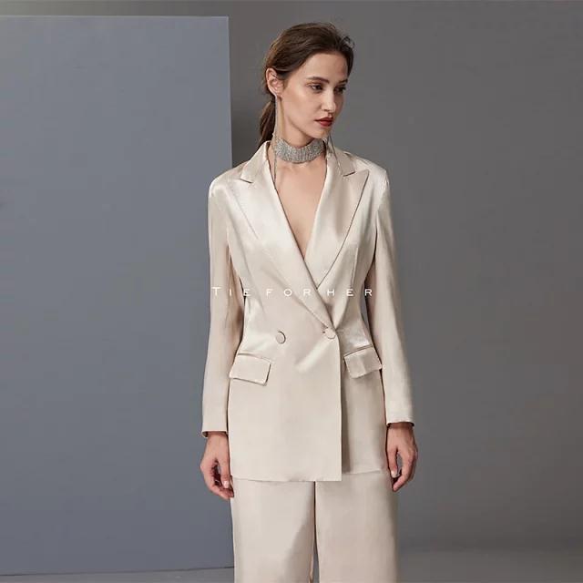 TF178 香槟色真丝西装