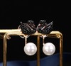 【首饰】玫瑰金黑天鹅珍珠后挂式珍珠耳钉一款两戴天鹅耳环 商品缩略图3
