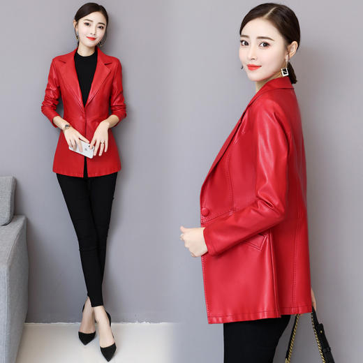 NQS-8105亚马逊新款大码皮衣韩版修身显瘦百搭外套 商品图3