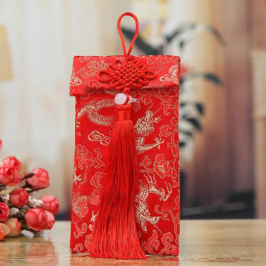 青苇 红包万元版 结婚喜庆开业 祝贺生日送礼 织锦缎 2个装 竖版 商品图1