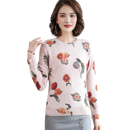 丁摩 纯羊毛印花复古羊毛打底衫19-002WX148 商品图8