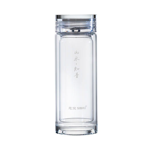思宝山水知音新款双层玻璃杯商务办公礼盒装带隐形茶隔透明水杯 商品图5