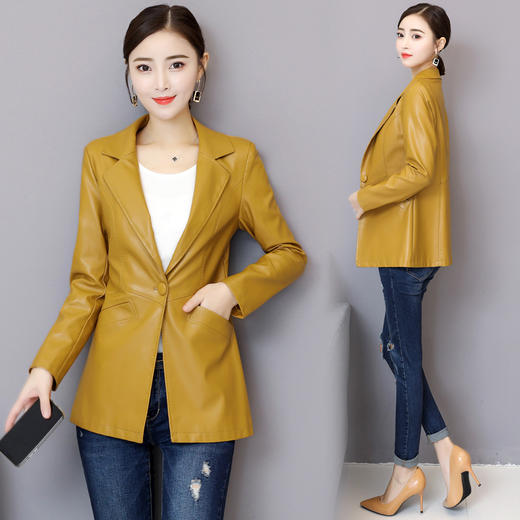 NQS-8105亚马逊新款大码皮衣韩版修身显瘦百搭外套 商品图1