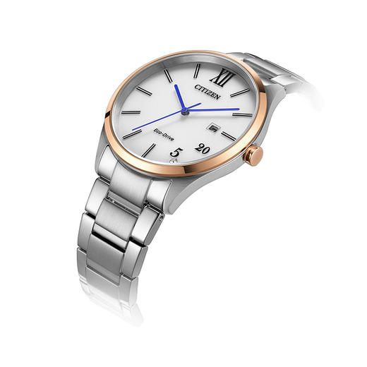 西铁城日本官方正品不锈钢间粉金色光动能情侣表BM7356-80A 商品图5