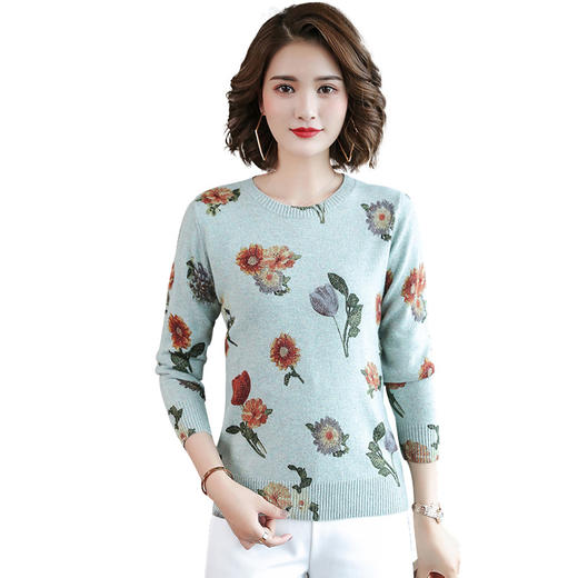 丁摩 纯羊毛印花复古羊毛打底衫19-002WX148 商品图9