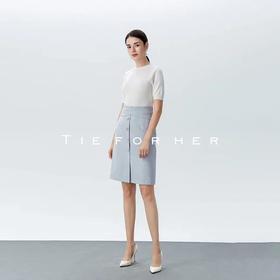 19AWQ13婴儿蓝前衩纽扣半裙