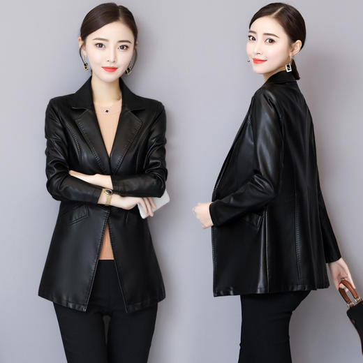 NQS-8105亚马逊新款大码皮衣韩版修身显瘦百搭外套 商品图0