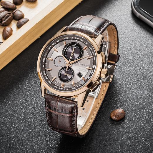 西铁城光动能电波万年历时尚皮带男表AT8113-12H 商品图4