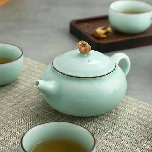 京东京造 龙泉青瓷功夫茶具套装 弟窑茶杯茶壶茶道礼盒套装 6件套 商品图0