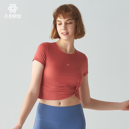 凡圣瑜伽服夏天款性感露脐瑜伽短袖运动上衣FR09367 商品图8