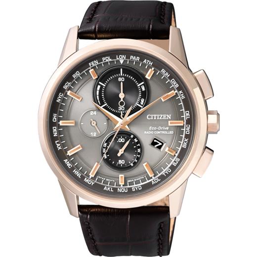 西铁城光动能电波万年历时尚皮带男表AT8113-12H 商品图2