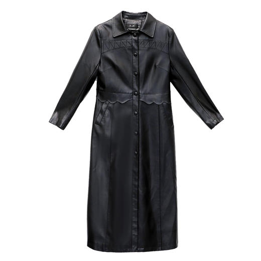 NQS-1902大码中长款过膝皮风衣 商品图4