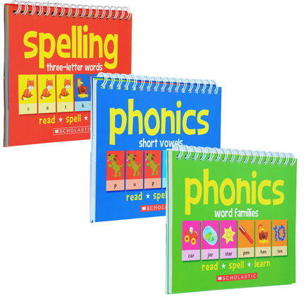 【超值！全3册】英文原版Scholastic Flipover Phonics 自然发音翻翻学习字卡组 儿童认知启蒙开发学习英文版 亲子教育互动 商品图0