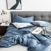 京东京造 60s高支缎纹四件套纯棉被套床单枕套全棉床上套件1.8m床灰蓝 商品缩略图0