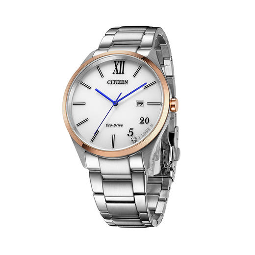 西铁城日本官方正品不锈钢间粉金色光动能情侣表BM7356-80A 商品图3