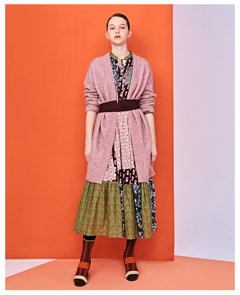 阿尤原创女装2019秋季新款针织纯色中长款开衫外套a193w19010