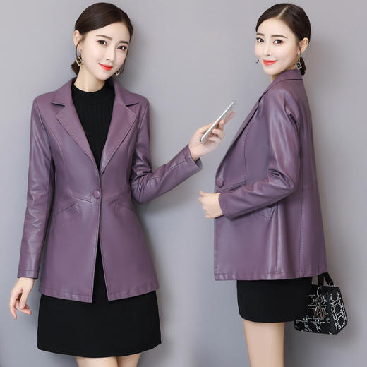 NQS-8105亚马逊新款大码皮衣韩版修身显瘦百搭外套 商品图2