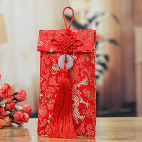 青苇 红包万元版 结婚喜庆开业 祝贺生日送礼 织锦缎 2个装 竖版