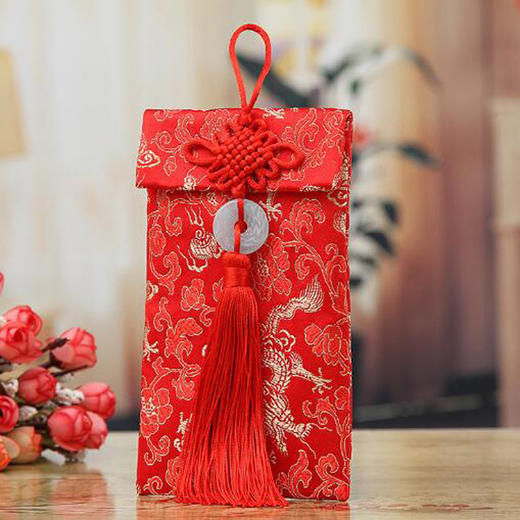 青苇 红包万元版 结婚喜庆开业 祝贺生日送礼 织锦缎 2个装 竖版 商品图0