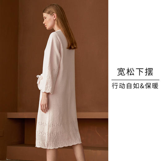HSIA遐 长袖睡裙可外穿休闲保暖睡衣羽毛纱圆领宽松家居服女秋冬 商品图1
